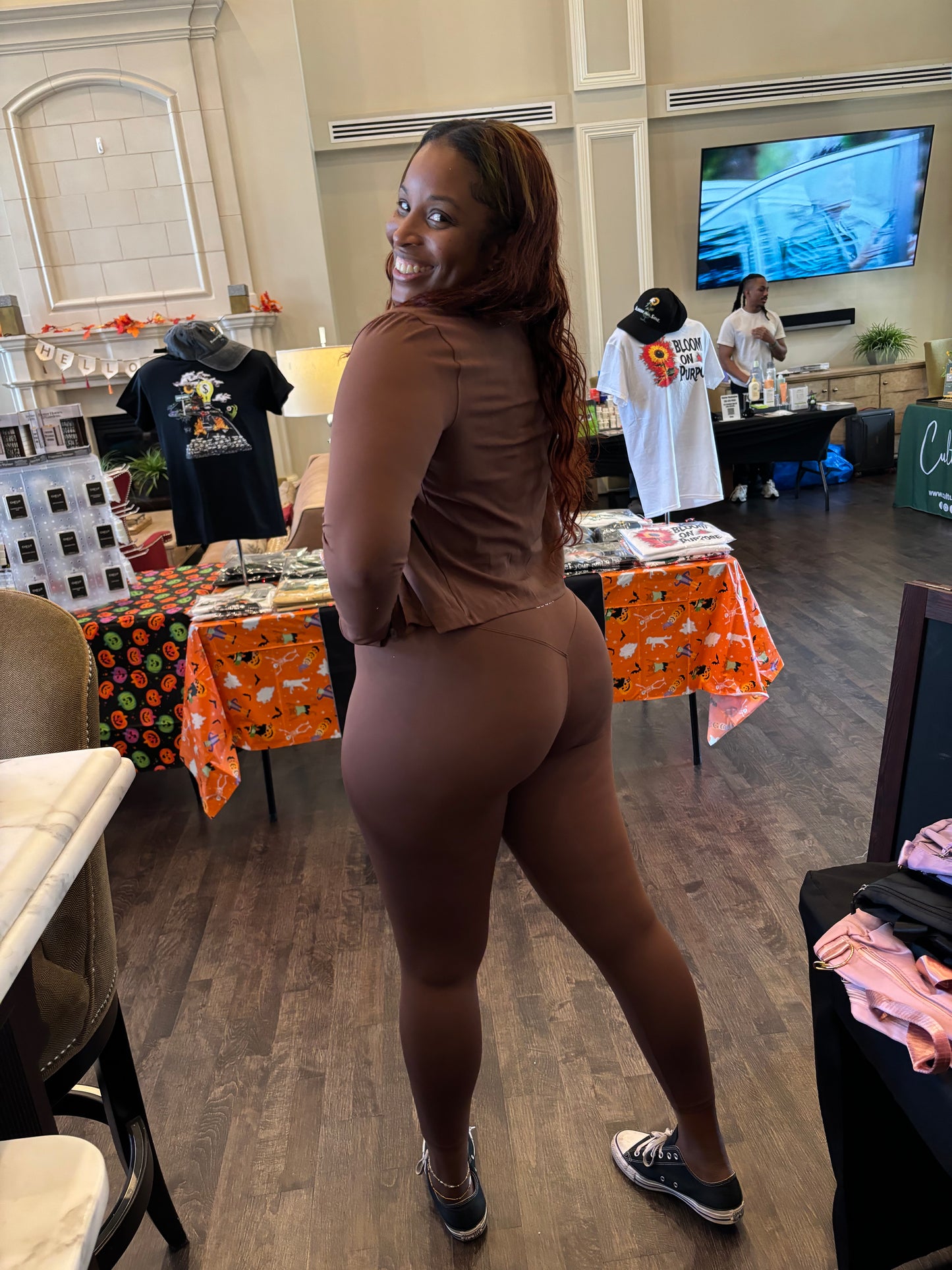 Brown Color Breathable Quick-Dry Leggings image 1