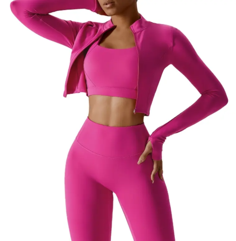 Hot Pink Color Long-Sleeved Sports Jacket image 0