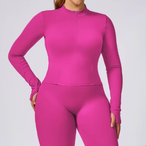 Hot Pink Color Long-Sleeved Sports Jacket image 1