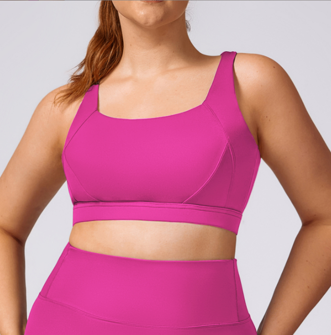 Hot Pink Color Breathable Quick-Dry Sports Bra image 0