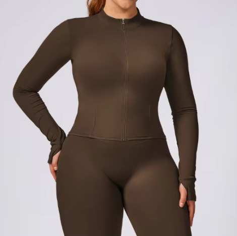 Brown Color Long-Sleeved Sports Jacket image 1