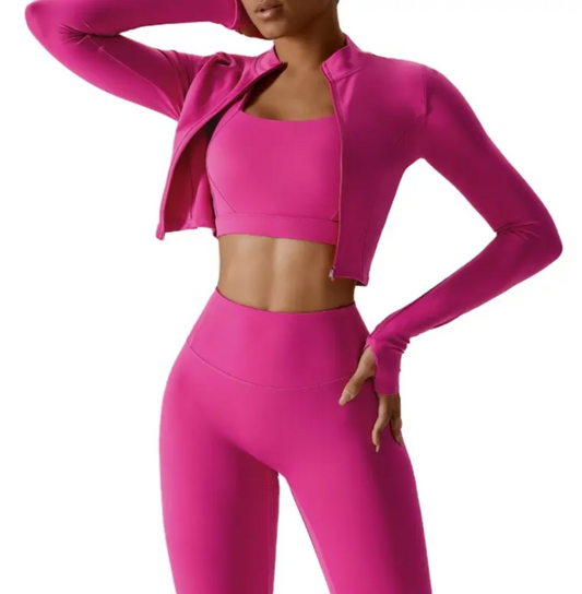Hot Pink Color Long-Sleeved Sports Jacket image 0