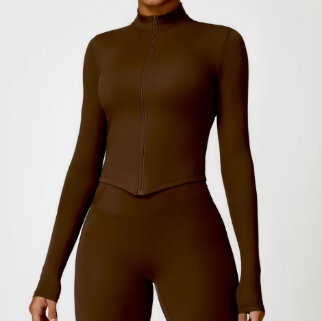 Brown Color Long-Sleeved Sports Jacket image 2
