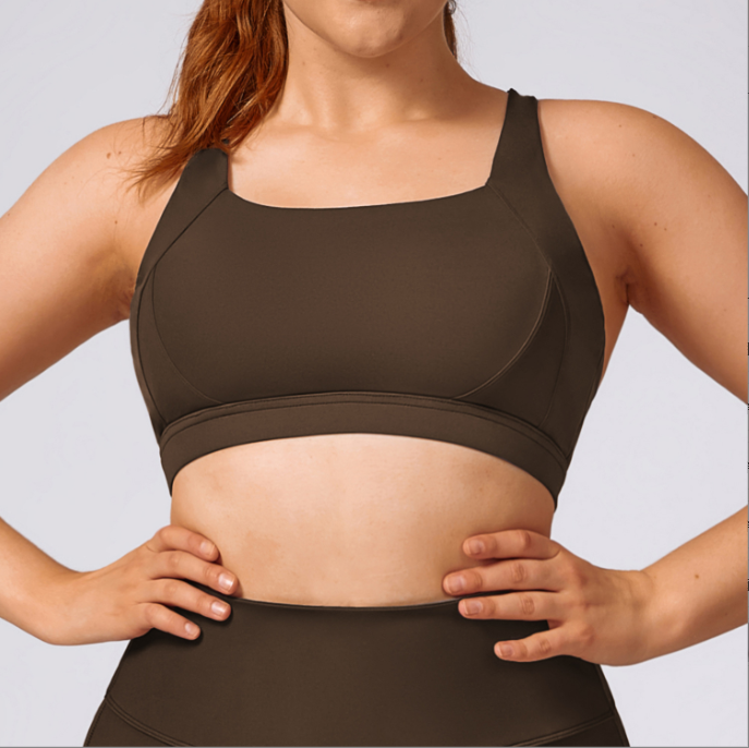 Brown Color Breathable Quick-Dry Sports Bra image 0