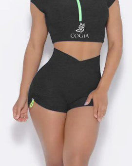 Women's V-Cut Scrunch Butt Shorts (Black)