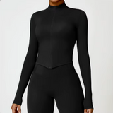 Black Zipper Long-Sleeved Sports Jacket image 2